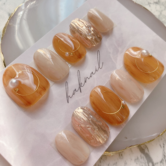 ◎no.001◎ ニュアンス べっ甲 ネイルチップ 結婚式 成人式 No.129 ニュアンスネイル べっ甲 ウェディング ブライダル 花嫁 成人式