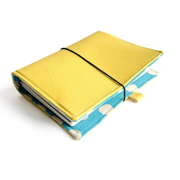 B6 サイズ システム手帳カバートラベラーズノートカバー手帳カバー合皮レザー黄色 2枚目の画像