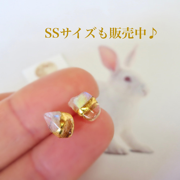 月のひかり＊Moonstone×Golden Labradorite＊金継ぎ／pierce／M~S size 11枚目の画像