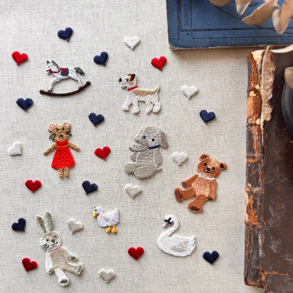 ハート「LOVE」（レッド）/ 3枚セット/刺繍アイロンワッペン 18枚目の画像