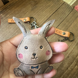 可愛兔兔仔  純牛皮鑰匙款- 刻名字 第1張的照片