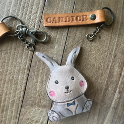 可愛兔兔仔  純牛皮鑰匙款- 刻名字 第3張的照片