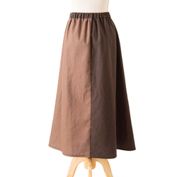 ２色スカート　リネン　カフェオレ　サイズS〜３L 2枚目の画像