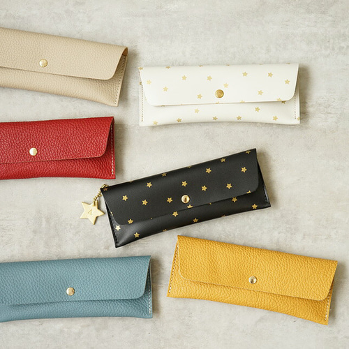 本革 星柄 ペンケース [Aries-アリエス-] 星チャーム付き☆ hoshinooto