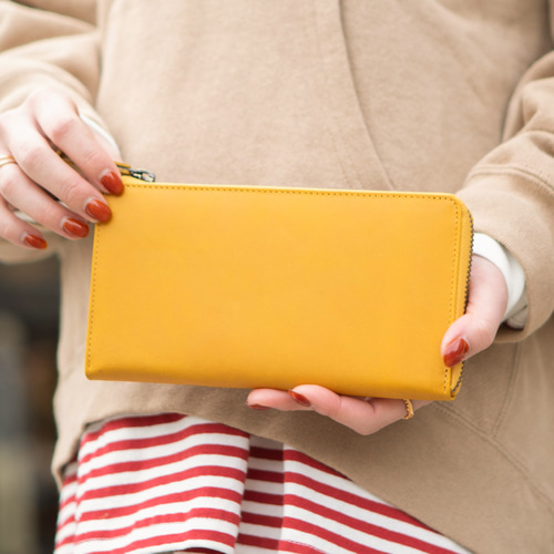 【未使用】エーテル　AETHER　かぶせ長財布　マルグリート　黄色 未使用】エーテル AETHER かぶせ長財布 マルグリート 黄色 未使用