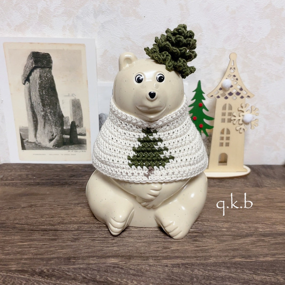 【オーダーページ】しろくま貯金箱＊クリスマスツリーコーデ ガーリー 家具・インテリア 【オーダーページ】しろくま貯金箱