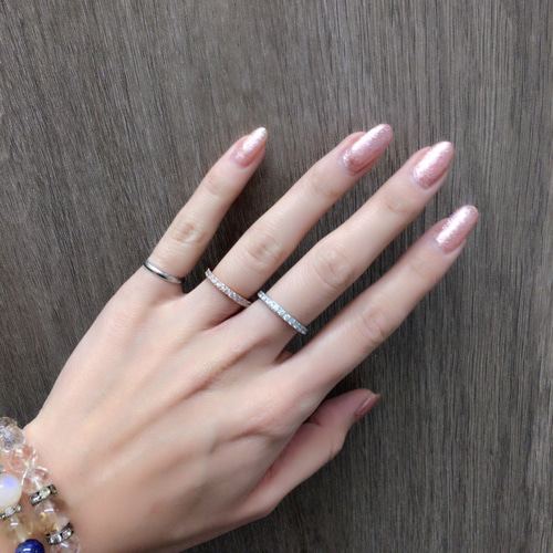 316Lサージカルステンレス フルエタニティリング ジルコニア 指輪 金属