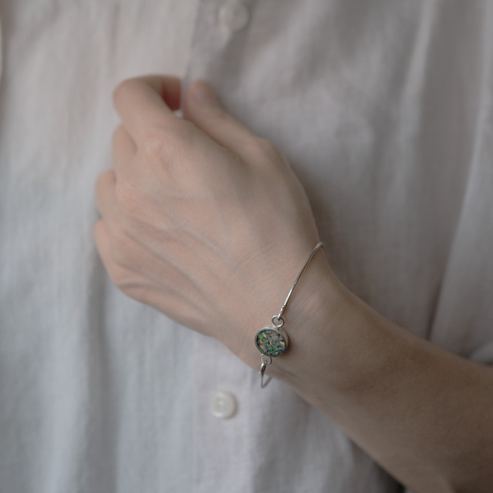 オパール 銀河 フック バングル シルバー925