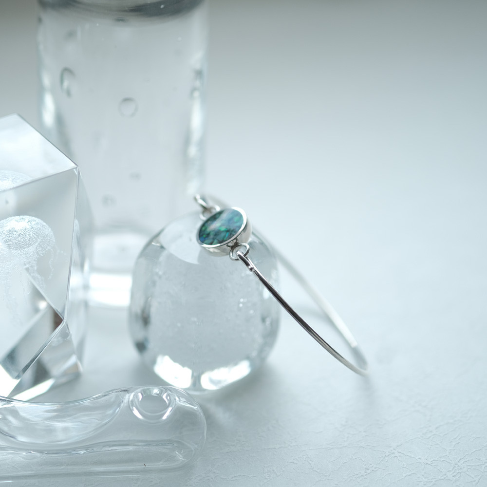 オパール 銀河 フック バングル シルバー925