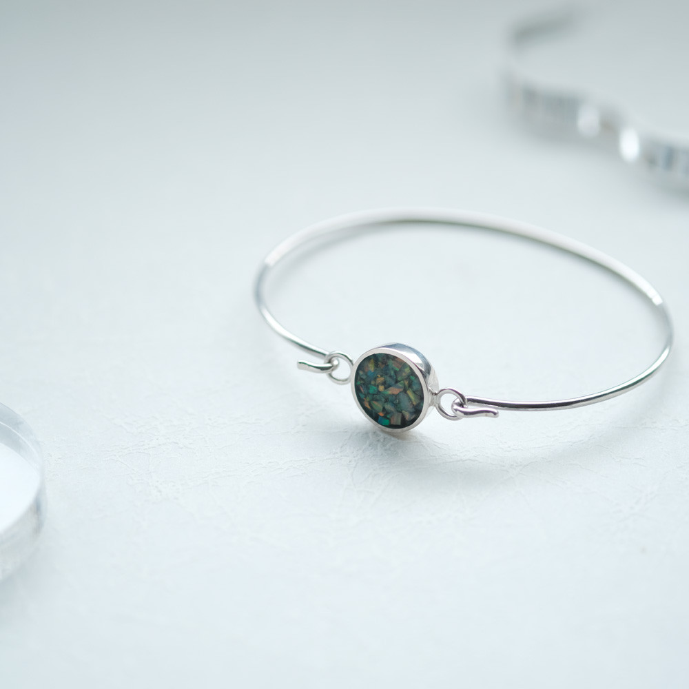 オパール 銀河 フック バングル シルバー925