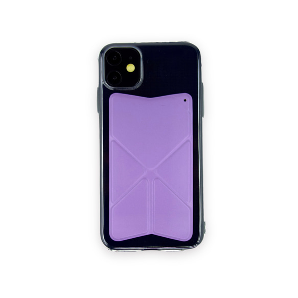 iPhone11ケース スマホスタンド スマホグリップ マグネット内蔵 折り畳み式 ワイヤレス充電対応 薄紫 19枚目の画像