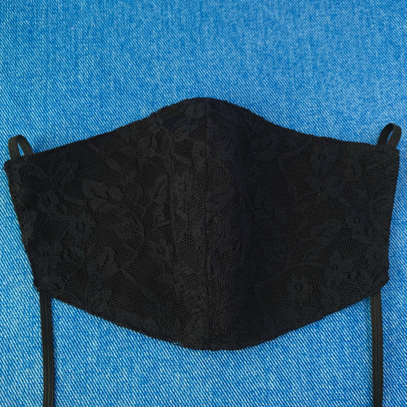 【立体3層マスク】黒レース✨　レース&柔らか綿の三層マスク 3枚目の画像