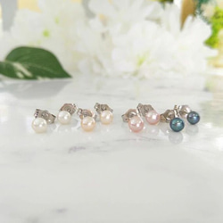 4mm～4.5ｍｍ　淡水パール　シルバー925　ペア1組 　天然石スタッドピアス【カラー選択】 ～冠婚葬祭や普段使いに 7枚目の画像