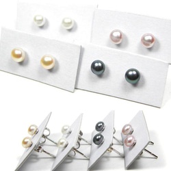 4mm～4.5ｍｍ　淡水パール　シルバー925　ペア1組 　天然石スタッドピアス【カラー選択】 ～冠婚葬祭や普段使いに 9枚目の画像