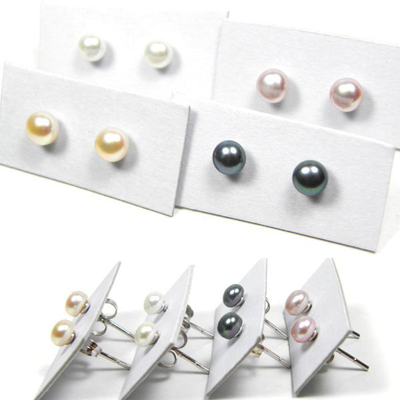 4mm～4.5ｍｍ　淡水パール　シルバー925　ペア1組 　天然石スタッドピアス【カラー選択】 ～冠婚葬祭や普段使いに 9枚目の画像