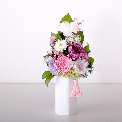 仏花】再販12・2色の輪菊で彩るお供え花【供花】 プリザーブドフラワー