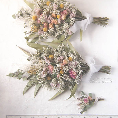 3種ユーカリとバラ、クラペディアのナチュラル スワッグ～くすみ