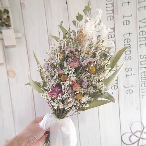 3種ユーカリとバラ、クラペディアのナチュラル スワッグ～くすみ