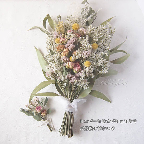 3種ユーカリとバラ、クラペディアのナチュラル スワッグ～くすみ