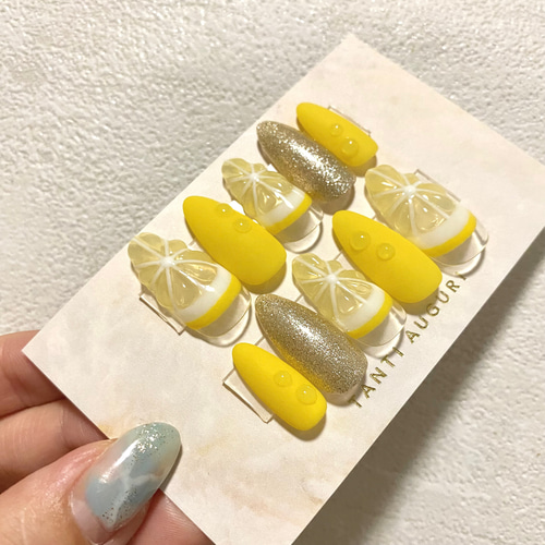 魚デザイン ネイルチップ レモン付き 魚デザイン ネイルチップ レモン付き ネイルチップ | 魚デザイン 夏