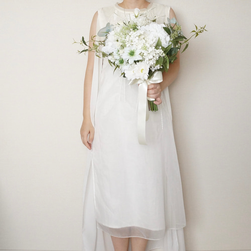 ♡ももページ♡紫陽花ウェディングブーケgreen&white♡ ブーケ アーティフィシャルフラワー ウェディングブーケ 紫陽花