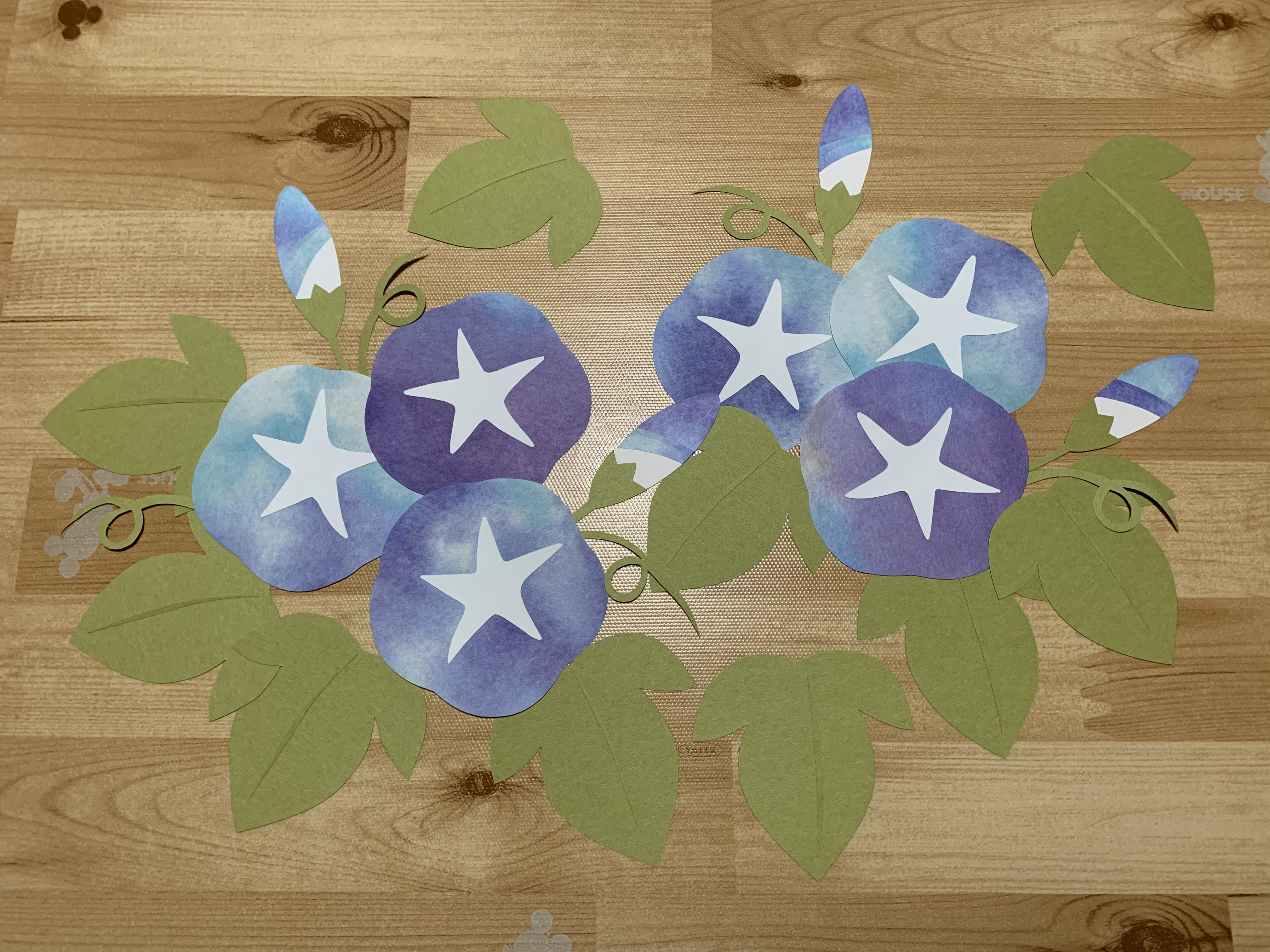 壁面飾り【朝顔】7月 8月 季節の花 切り絵 とことこ♪ 通販
