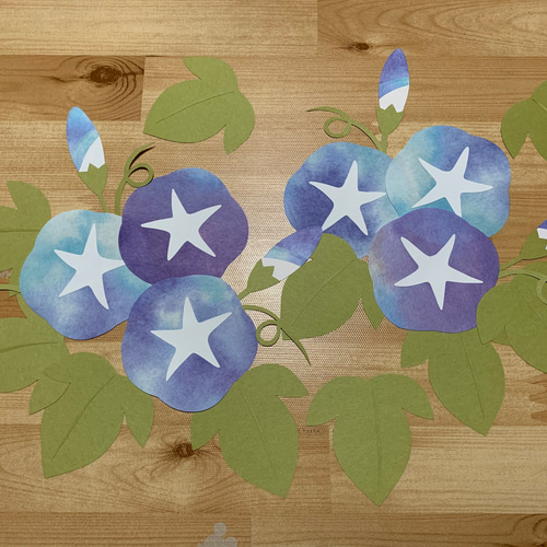 定番のお歳暮＆冬ギフト 壁面飾り【朝顔】7月 8月 季節の花 切り絵 とことこ♪ 通販 クラフト・布製品