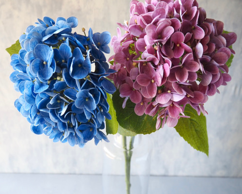 リアル造花】選べる2色ブルーとピンクの紫陽花1本売り アート