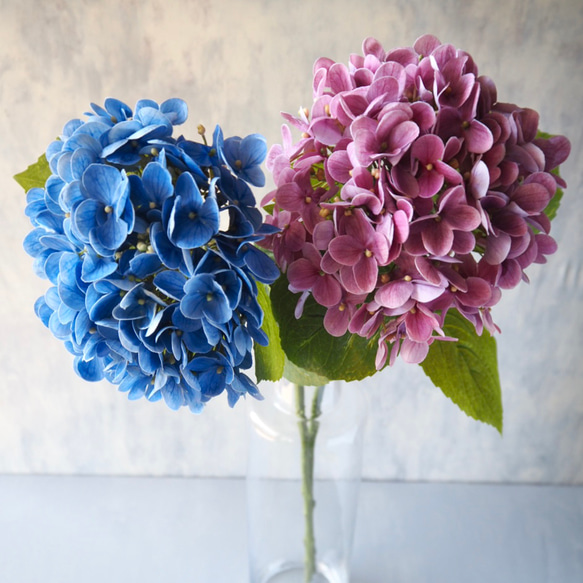 リアル造花】選べる2色ブルーとピンクの紫陽花1本売り アート