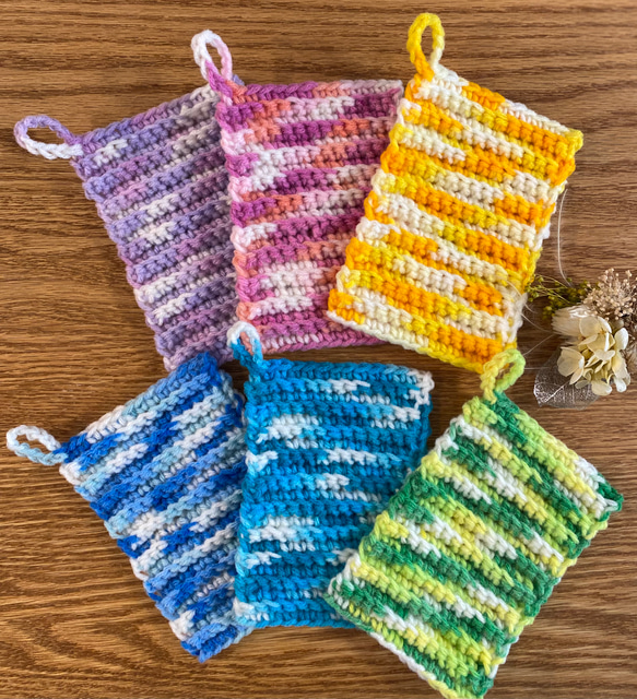 【確認用】アクリルたわし アクリルたわし6枚セット/マーブル＊送料込み その他キッチン小物 aoi