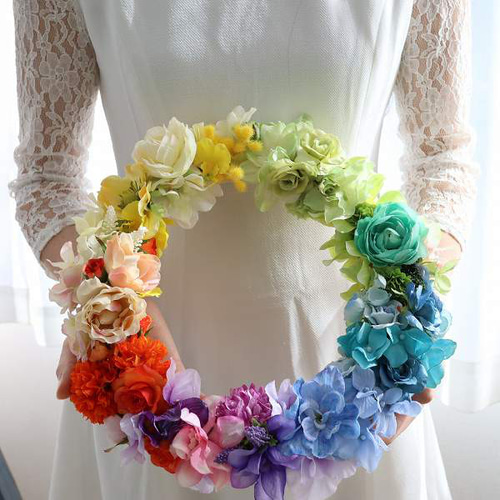 misuzu* シアワセのレインボーリース(L) 虹色 LGBTインテリア ギフト