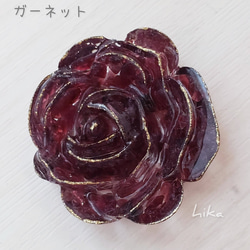 【受注製作】天然石と薔薇のヘアゴム　ガーネット 1枚目の画像