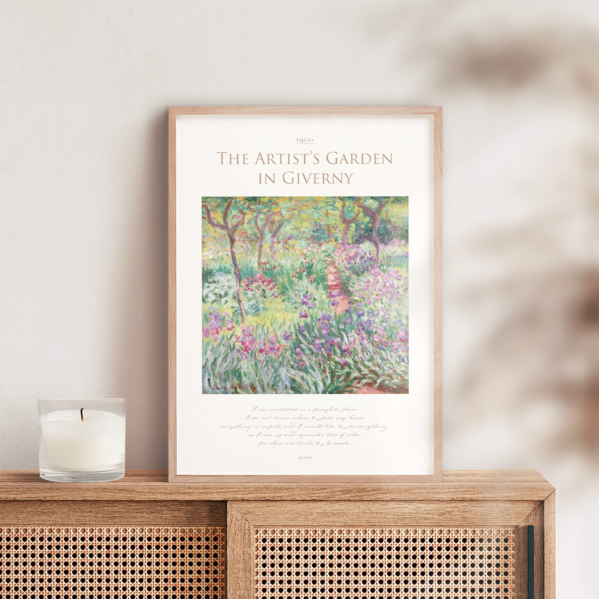 額縁グリーン木製50✖️70センチ 名画 ポスターダイフ花