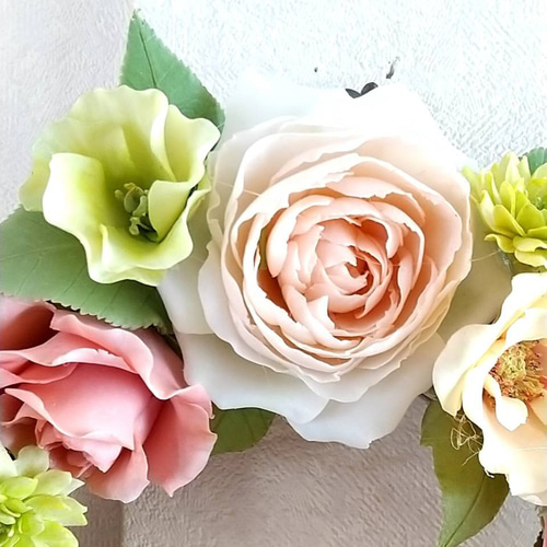 ☆粘土の花 【薔薇のリース】☆ アートフラワー ユキ・フルール