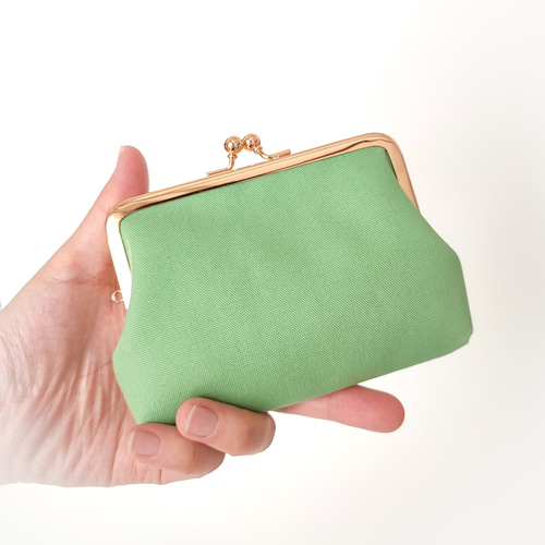 送料無料］お札が二つ折りで入る♪親子がま口のお財布（ミント