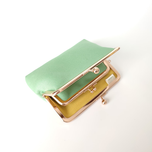 送料無料］お札が二つ折りで入る♪親子がま口のお財布（ミント