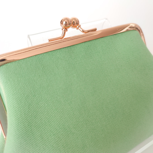 つむみん　母子手帳が入るがま口親子財布　グリーン無地 つむみん様専用 母子手帳が入るがま口親子財布 グリーン無地