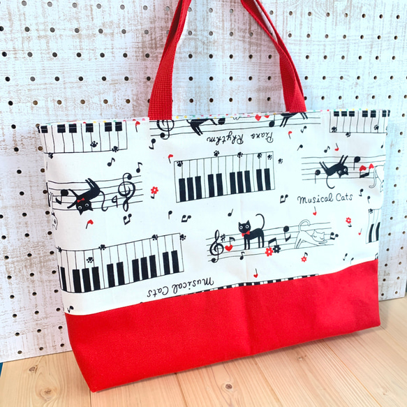 猫ちゃん柄レッスンバッグ 入学準備入園準備おけいこ絵本バッグバッグ