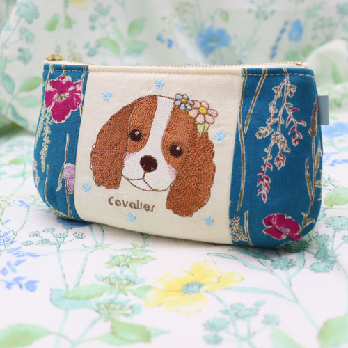 刺繍ポーチ【キャバリア】再販 ポーチ maru_miki 通販 11942842