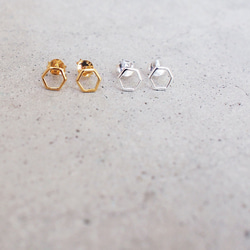 送料無料【SV925】冬のダイヤモンド （星座）ヘキサゴン スタッドピアス／6mm 幸運 silver シルバー 5枚目の画像