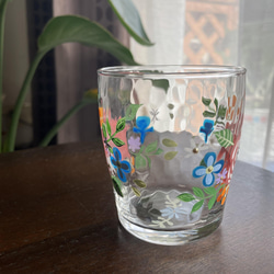 グラス　タンブラー　ブーケ　ローズ　ハンドペイント　ガラス　名入れ 4枚目の画像