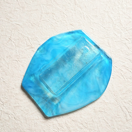 再販】流れるターコイズブルーが美しいガラス壁掛け花瓶 花入れ