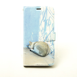 手帳型iPhoneケース　世界の動物雑貨シリーズ　ねぼすけ猫 2枚目の画像