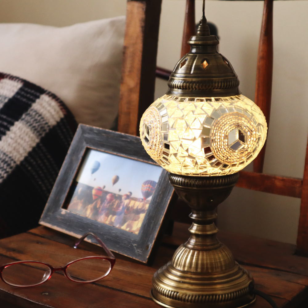 モザイクランプ デスクタイプ（中）「ホワイト」（送料無料）