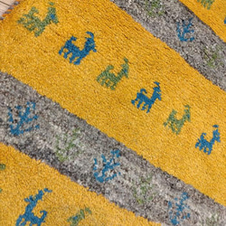 ペルシャ絨毯　ギャッベ　イエロー×グレー　グラデーション柄　78×50　玄関マット 7枚目の画像
