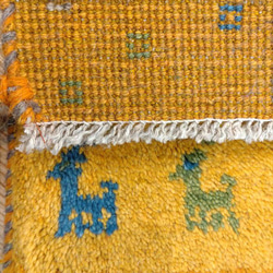 ペルシャ絨毯　ギャッベ　イエロー×グレー　グラデーション柄　78×50　玄関マット 6枚目の画像