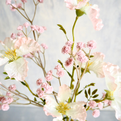 【ノウゼンカズラとピンクカスミソウ】｜アーティフィシャルフラワー 花瓶アレンジ| 春｜ギフト・インテリア雑貨 5枚目の画像