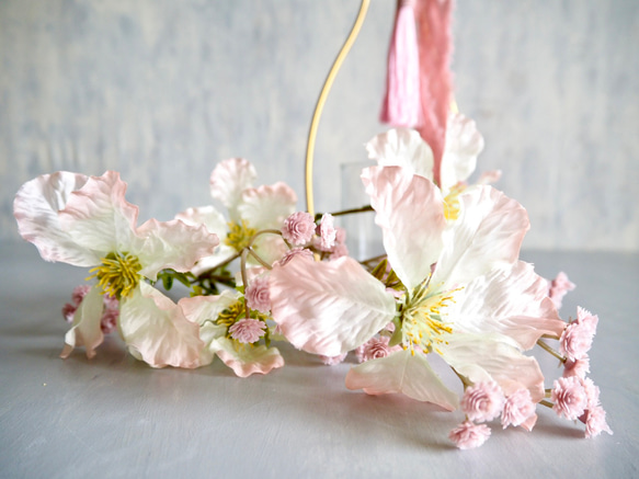 【ノウゼンカズラとピンクカスミソウ】｜アーティフィシャルフラワー 花瓶アレンジ| 春｜ギフト・インテリア雑貨 8枚目の画像