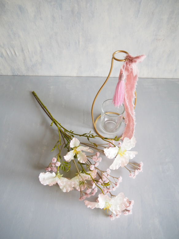 【ノウゼンカズラとピンクカスミソウ】｜アーティフィシャルフラワー 花瓶アレンジ| 春｜ギフト・インテリア雑貨 7枚目の画像