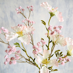 【ノウゼンカズラとピンクカスミソウ】｜アーティフィシャルフラワー 花瓶アレンジ| 春｜ギフト・インテリア雑貨 2枚目の画像